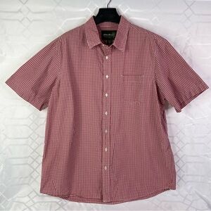 Eddie Bauer Red Casual Button Down Shirt Short Sleeve Men’s Size Talk XL